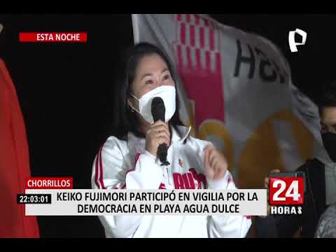 Keiko Fujimori participó en vigilia por la democracia en playa Agua Dulce en Chorrillos