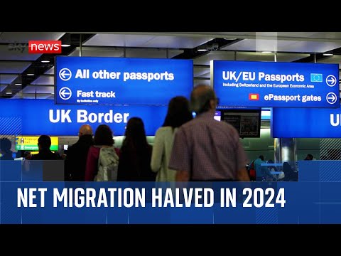 Biggest one-year drop in net migration to the UK
