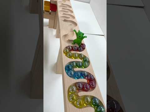 Marble Run ASMR ☆ HABA Wave Slope & Rotating hall & Rainbow Arch, Glass of Water #shorts #marblerun