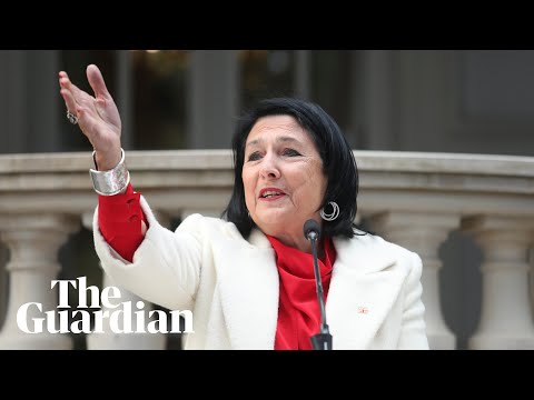 Outgoing Georgian president gives defiant speech as she leaves presidential palace