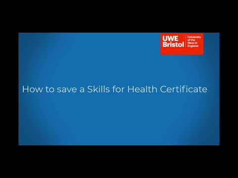 How to save a Skills for Health certificate