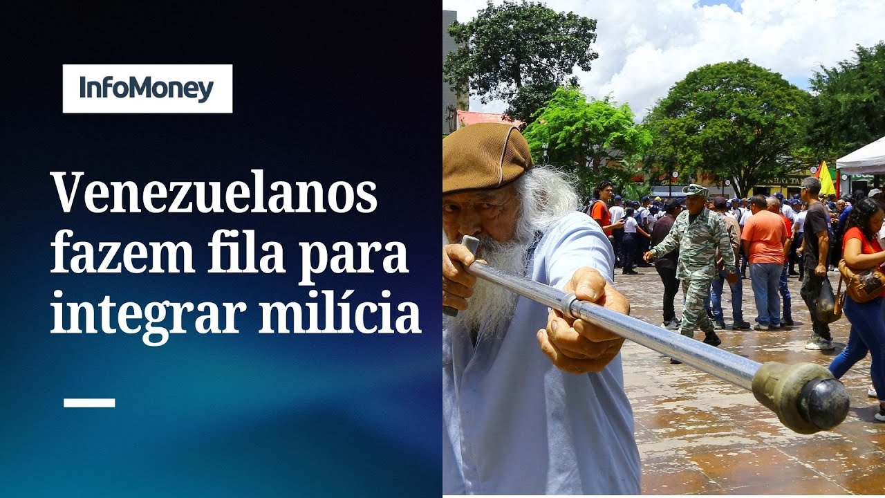 Convocação: Venezuelanos fazem fila para se alistar na Milícia Nacional Bolivariana | InfoMoney News