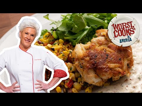 How to Make Crab Cakes with Anne Burrell  Worst Cooks in America  Food Network