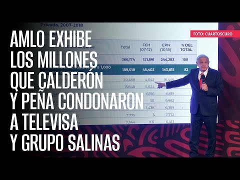 AMLO exhibe los millones que Calderón y Peña condonaron a Televisa y Grupo Salinas