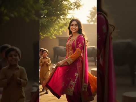 A girl dance in village, Ai generated short video clip.