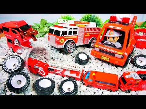 色々な消防車が洞窟に突入するストップモーションアニメ！ Various Fire Engines Run into Cave