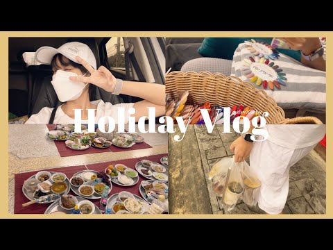 HolidayVlog;👯‍♀️💅ทำบุญ,กิน