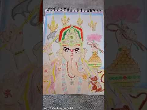 Heart-Touching Lord Ganesha Drawing with Pencil Colors 🎨🙏 #art #painting