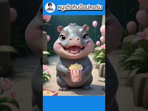 หมูเด้งกินป๊อปคอร์นการ์ตูนตล