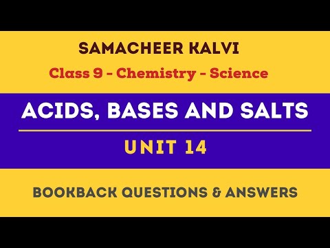Acids, Bases and Salts Answers | Unit 14  | Class 9 | Chemistry | Science | Samacheer Kalvi