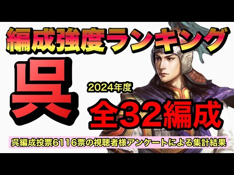 【三國志真戦】編成強度ランキング　２０２４年度・呉編成32編成