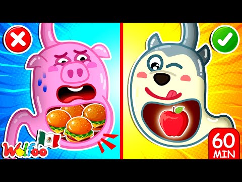 Comida Saludable vs Comida Chatarra | No Comas en Exceso | Animación Por Wolfoo en Español
