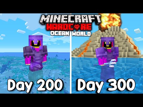 I Survived 300 Days Of Hardcore Minecraft, In an Ocean Only World.