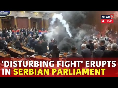 Serbian Parliament Scuffle LIVE : Lawmakers Injured as Smoke Bombs & Flares Erupt | N18G