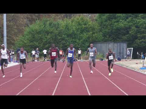 100m race 1 BMC and Cambridge Harriers Meeting at Eltham 17th August 2022