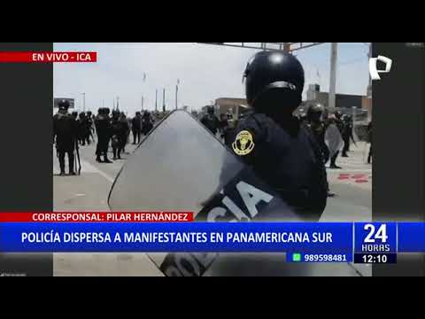 Protestas en Ica: Policía intenta despejar la Panamericana Sur y se enfrenta a manifestantes