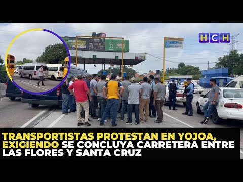 Transportistas protestan en Yojoa, exigiendo se concluya carretera entre Las Flores y Santa Cruz