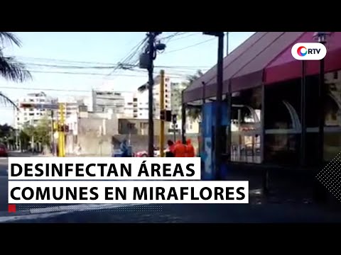 Municipalidad de Miraflores realiza desinfección de areas comunes por coronavirus
