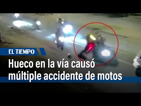 Peligrosa vía generó múltiple accidente de motocicletas | El Tiempo