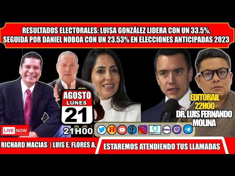 Resultados Electorales: Luisa González Lidera con un 33.5%, Seguida por Daniel Noboa con un 23.53%
