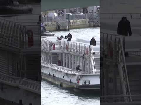 50 boats parade on Seine river in Paris Olympics test run #Shorts