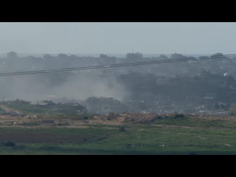 Smoke rises from the Gaza Strip as Israel continues airstrikes