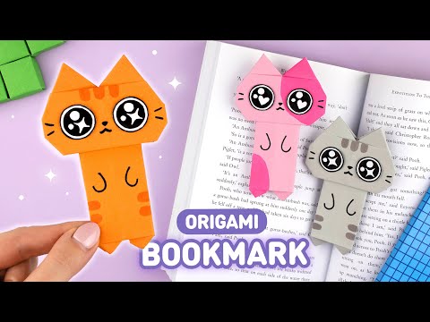 Оригами Котик Закладка для книги из бумаги | Origami Paper Cat Bookmark