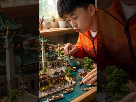 KAKAK LANG LANG BIKIN DIORAMA MASJID 🥰‼️ #videoai #diorama #muslim #ramadhan