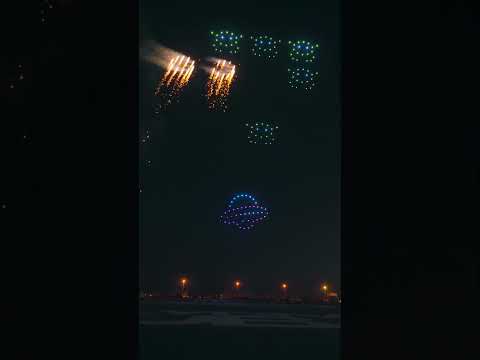 Pyro drones just leveled up the game. Literally. What do you think? #droneshow #fireworks