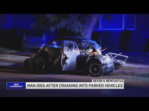 Man dies after crashing into parked cars on Northwest Side