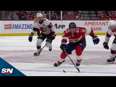 Panthers Brad Marchand slides home breakaway marker vs. Senators