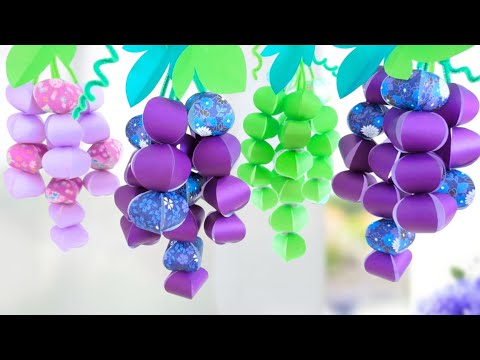 【簡単】折り紙で作る立体ぶどう🍇【秋の壁面飾り・吊るし飾り】室内でブドウ狩りが楽しめる🍇シャインマスカットも✨DIY. How to make paper grapes. muscat.Origami