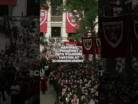 Harvard President gets standing ovation at commencement
