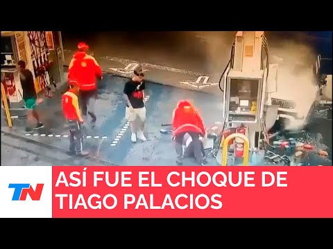Así fue el brutal choque Tiago Palacios contra un surtidor de una estación de servicio