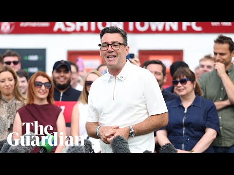 Andy Burnham addresses supporters in Makerfield after byelection win