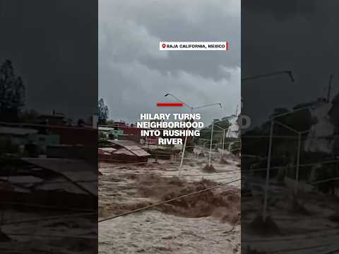 Baja California neighborhood turned into rushing river #cnn #shorts #hurricanehilary