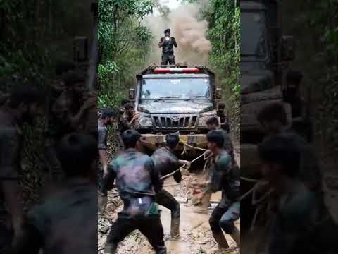 😱Jungle Mein Indian Army Ka🪖 Truck Fasa | Soldiers Ki Jaan Laga Di |Army Struggle #shorts #army