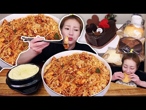 매콤칼칼하게 설 연휴 시작🌶️ 곤이알찜과 후식은 또코케이크~!! 250126/Mukbang, eating show