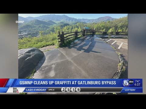 Crews removing graffiti from Gatlinburg Bypass in the Smokies