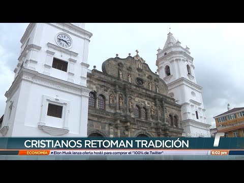 Panameños inician el recorrido de Las Siete Iglesias en el Casco Antiguo