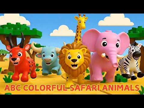 Safari Animal Sounds Song 🦁 Learn ABC Colorful Animals & Colors with Fun Sounds 🐾Fun Rhymes for Kids