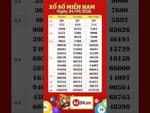 Xổ số miền Nam ngày 24 tháng 9 - <strong>XSMN</strong> 24/9 | Xổ số An Giang, Xổ số Bình Thuận, XS Tây Ninh #<strong>xsmn</strong>