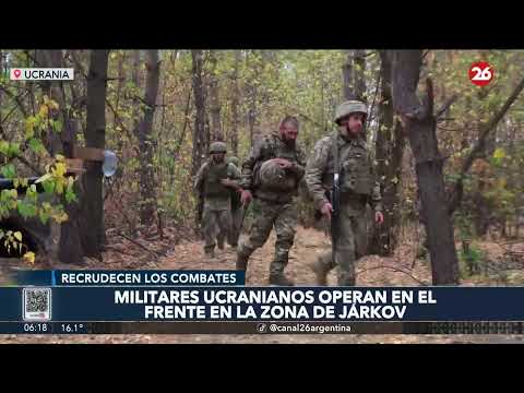 Militares ucranianos operan en el frente en la zona de Járkov