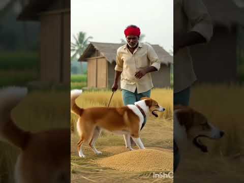 भारतीय किसान रामुन 34सार कुत्ता के साथ रहना