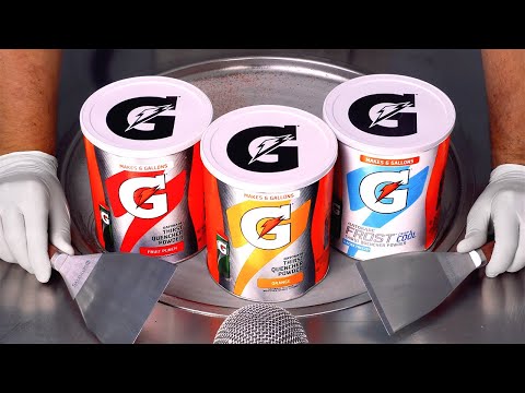 How to make electrolyte Ice Cream out of Gatorade Thirst Quencher Powder | Ice Cream Rolls - ASMR