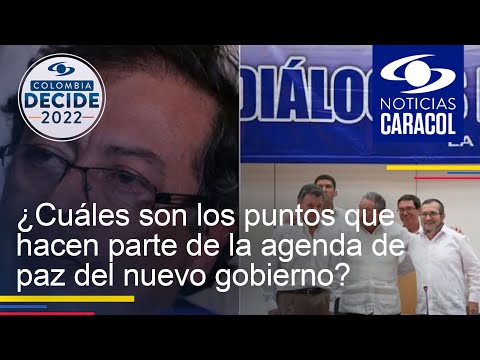 ¿Cuáles son los puntos que hacen parte de la agenda de paz del nuevo gobierno?