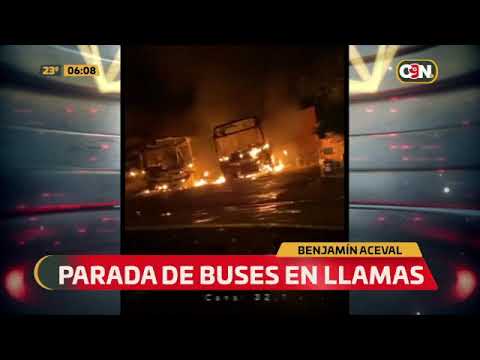 Benjamín Aceval: Parada de bus en llamas