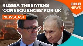 Thumbnail for the video "Russia threatens UK over Ukraine war drones | BBC Newscast" from BBC News