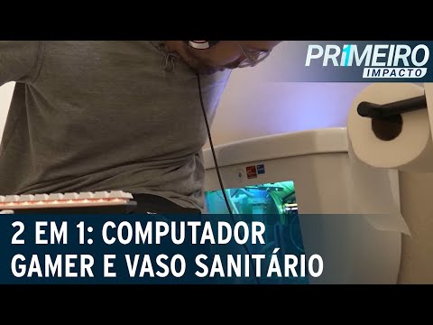 SBT Games: jogador transforma vaso sanitário em computador gamer | Primeiro Impacto (12/08/22)