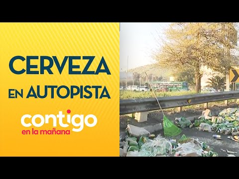 CERVEZA DERRAMADA: Camión perdió carga de botellas en autopista - Contigo en la Mañana